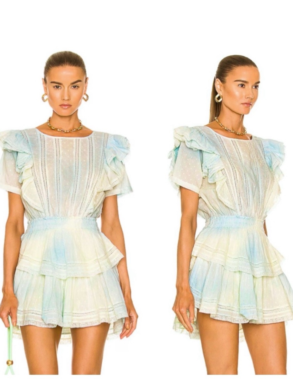 LoveShackFancy Pastel Tie-Dye Ruffle Mini Dress